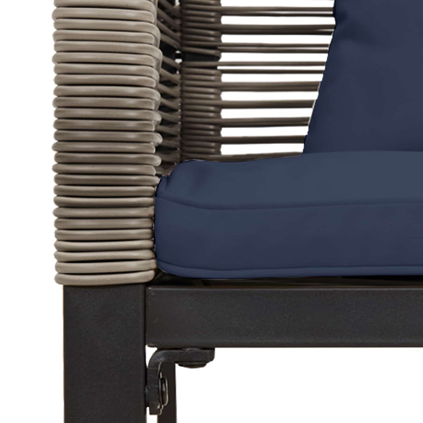 Outdoor Bench Grey and Navy Blue 117 x 54 x 74.5 cm Poly Rattan
