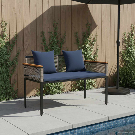 Outdoor Bench 2 -Seater 117 x 54 x 74.5 cm Poly Rattan