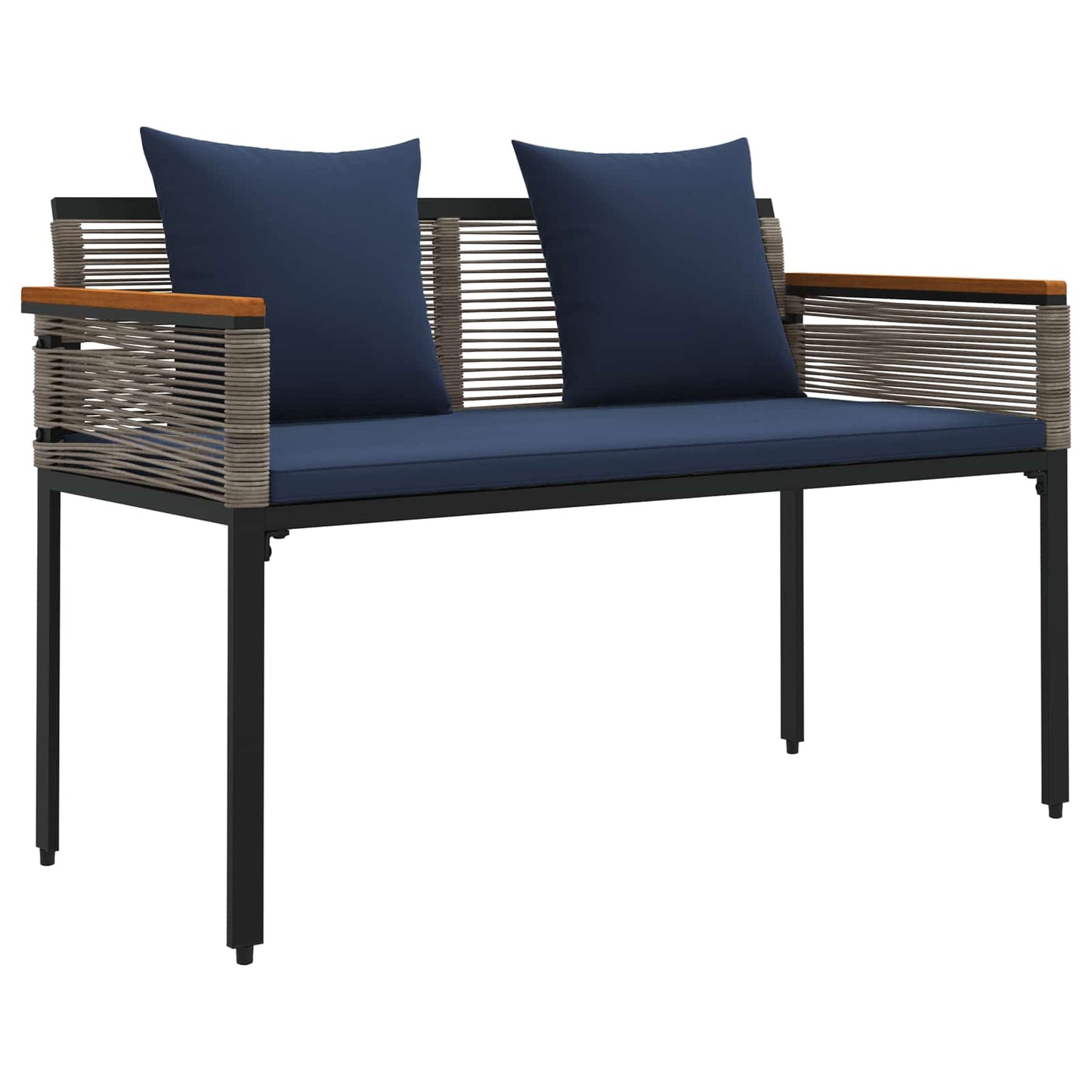 Outdoor Bench Grey and Navy Blue 117 x 54 x 74.5 cm Poly Rattan