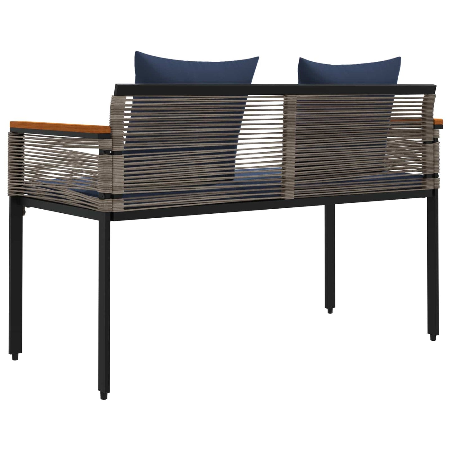 Outdoor Bench Grey and Navy Blue 117 x 54 x 74.5 cm Poly Rattan