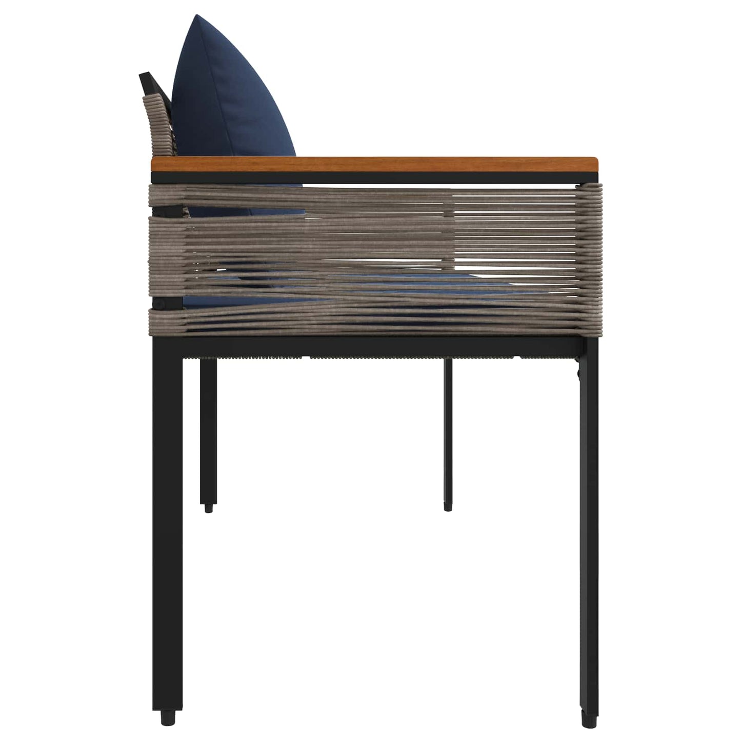 Outdoor Bench Grey and Navy Blue 117 x 54 x 74.5 cm Poly Rattan