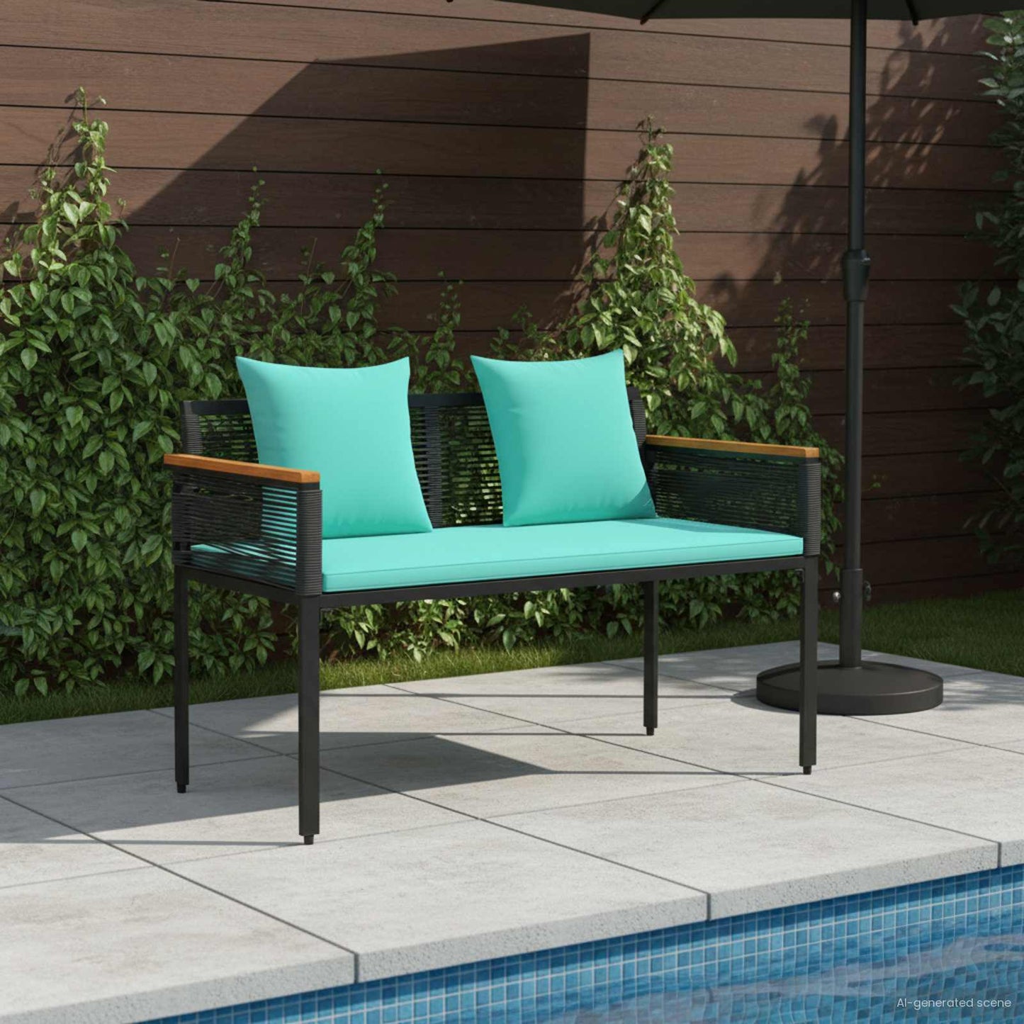 Outdoor Bench Black and Turquoise 117 x 54 x 74.5 cm