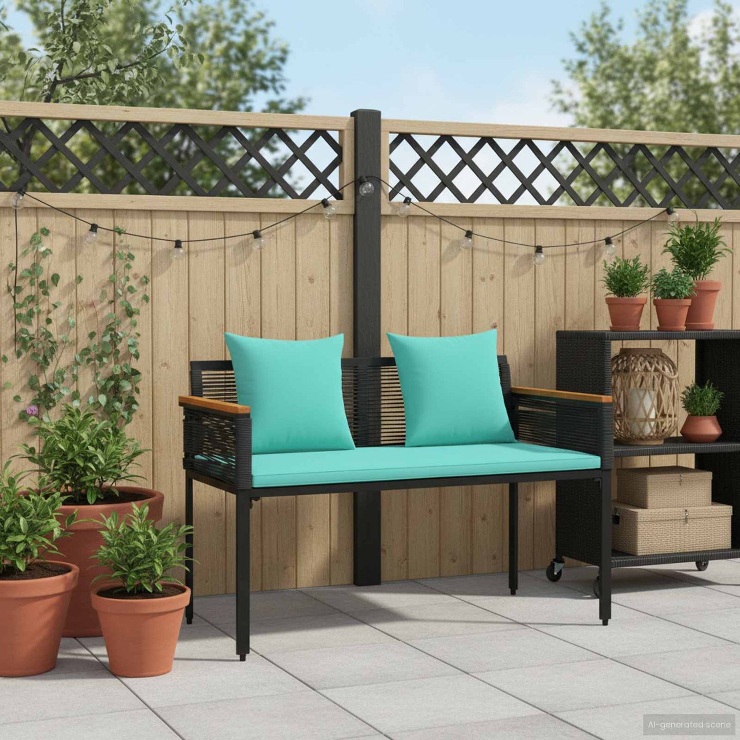 Outdoor Bench Black and Turquoise 117 x 54 x 74.5 cm