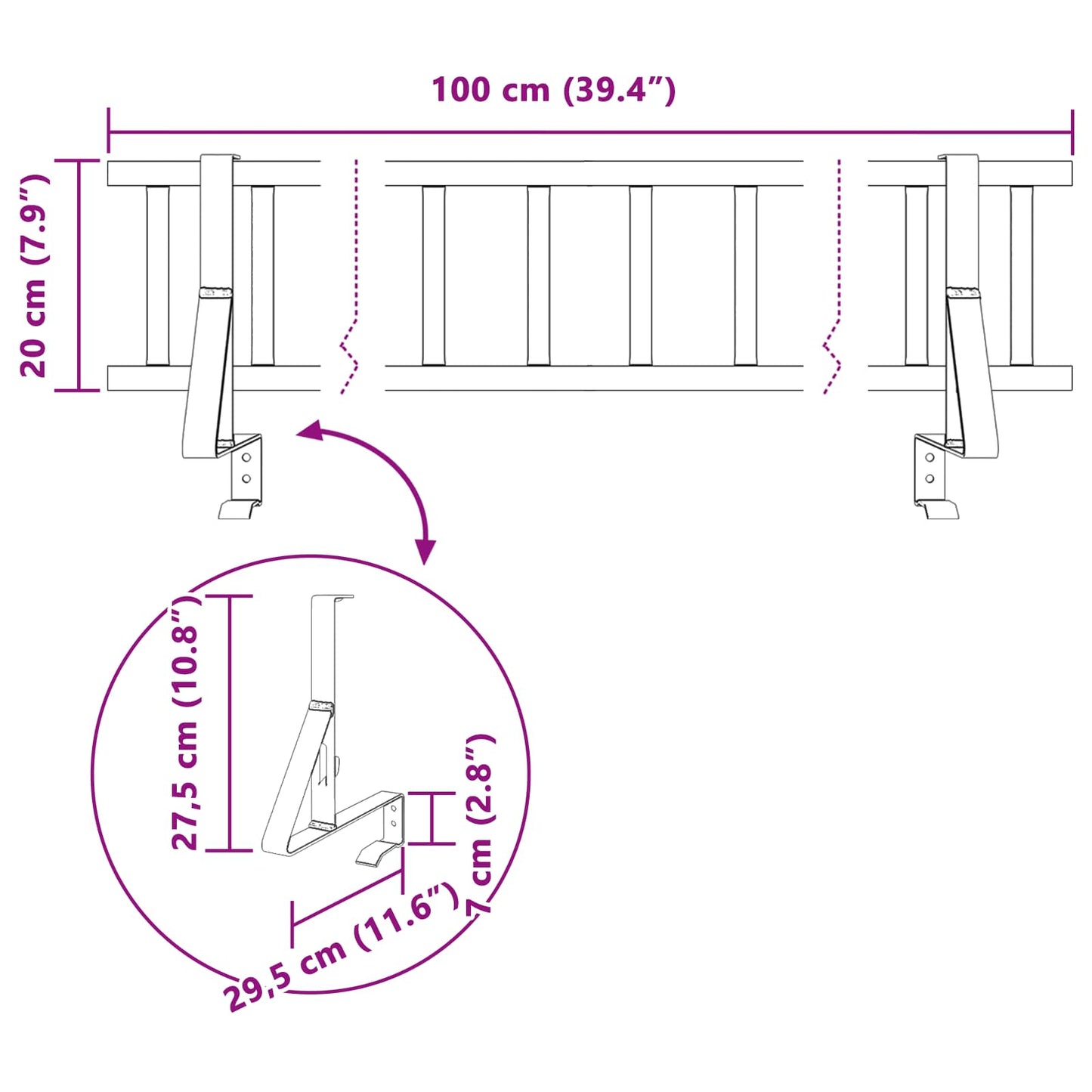 Roof Snow Guard Anthracite 100 x 29.5 x 34.5 cm Steel