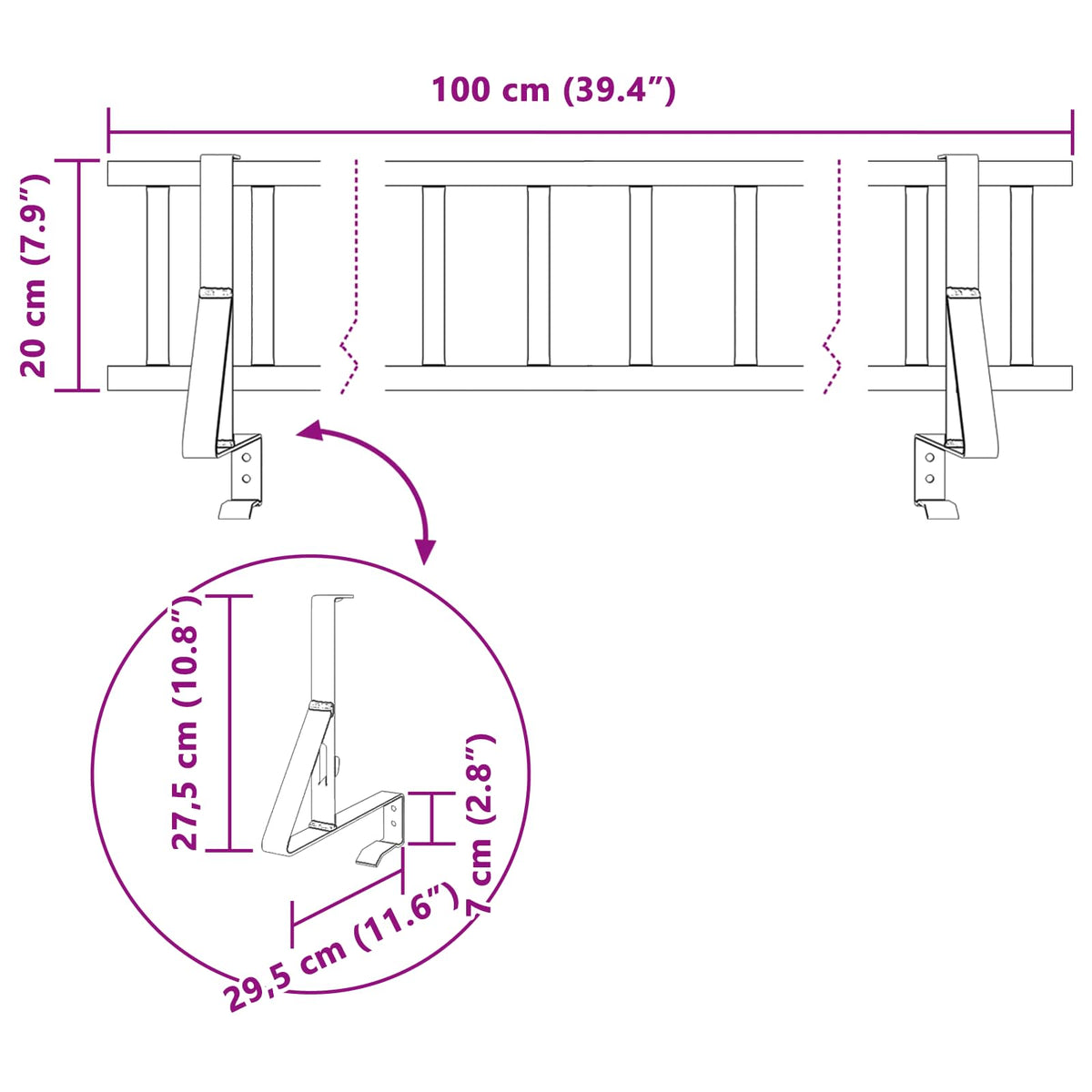Roof Snow Guard Red 100 x 29.5 x 34.5 cm Steel