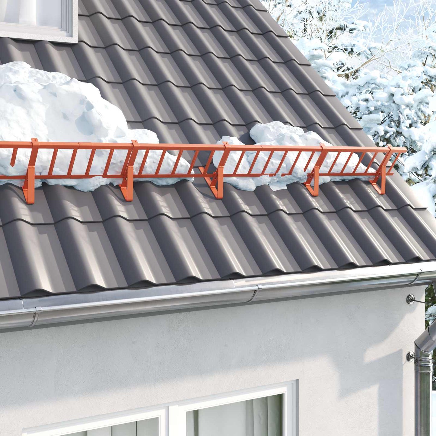 Roof Snow Guard Red 300 x 29.5 x 34.5 cm Steel