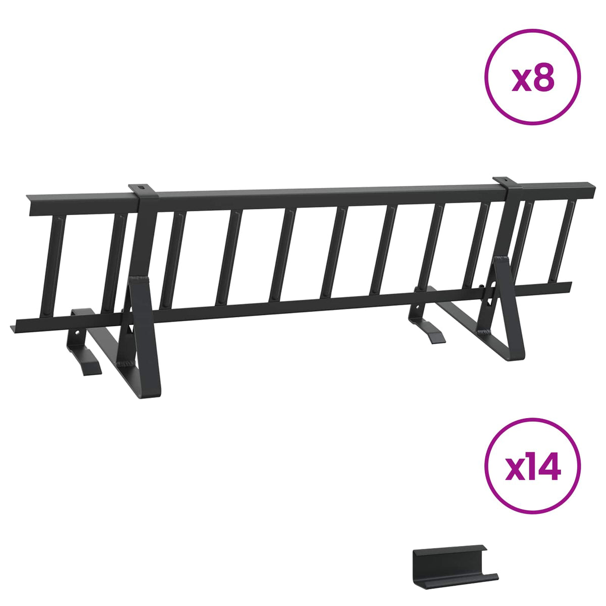Roof Snow Guard Black 800 x 29.5 x 34.5 cm Steel