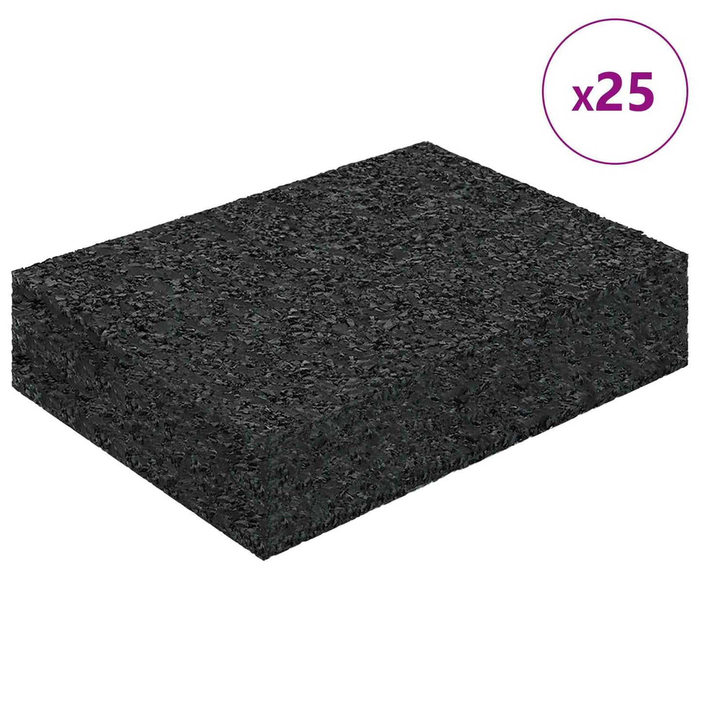 Rubber Granulate Patio Pad 25 pcs Black 9 x 6 x 2 cm Rubber