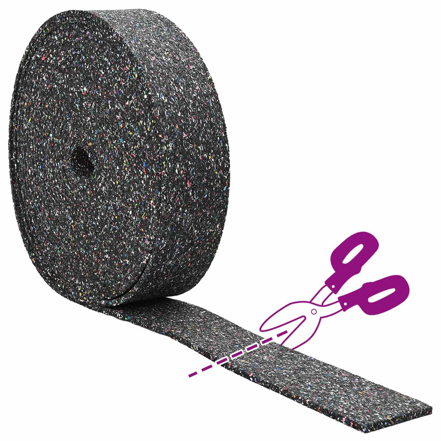 Rubber Granulate Roll Black 2000 x 5 x 1 cm Rubber