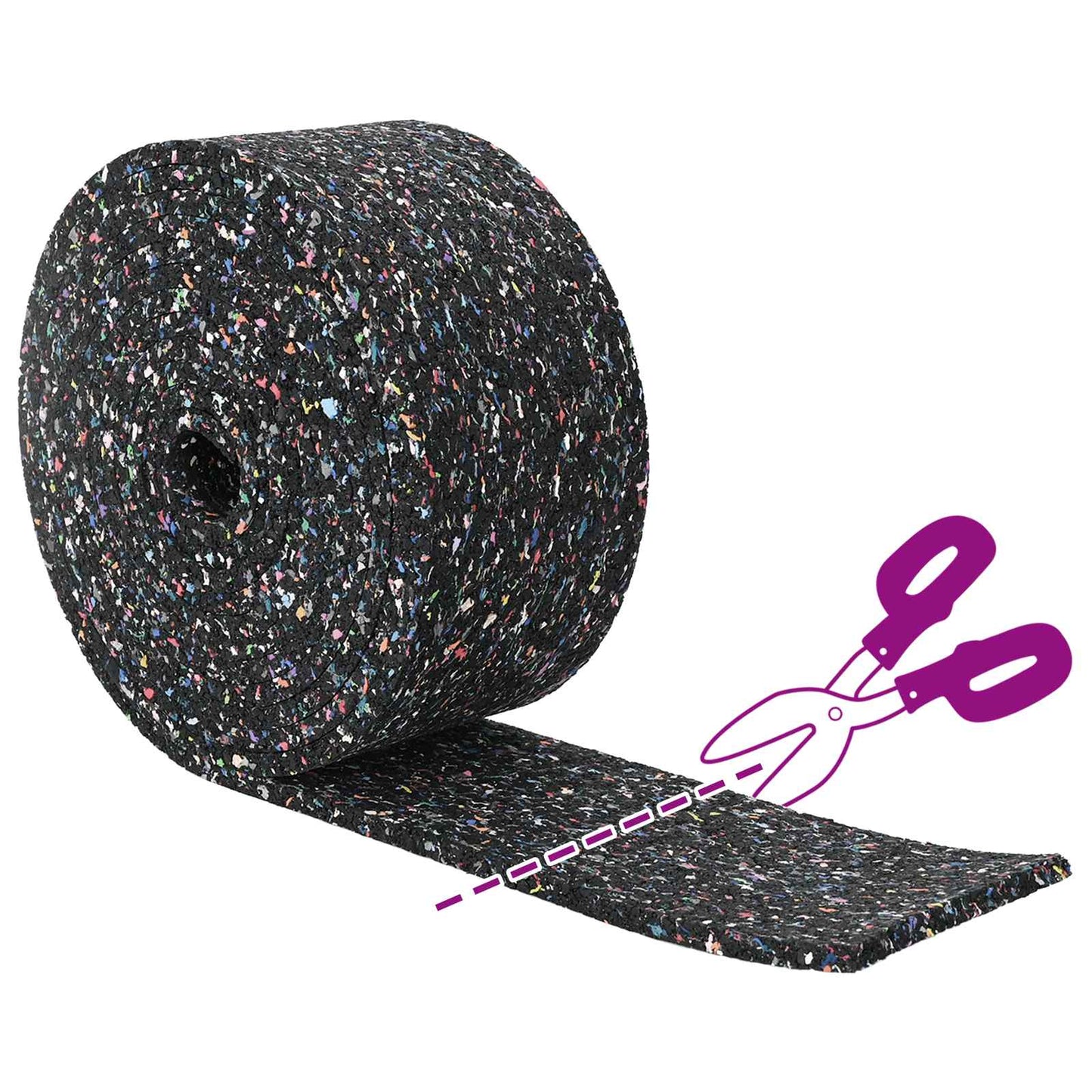 Rubber Granulate Roll Black 1000 x 10 x 0.3 cm Rubber