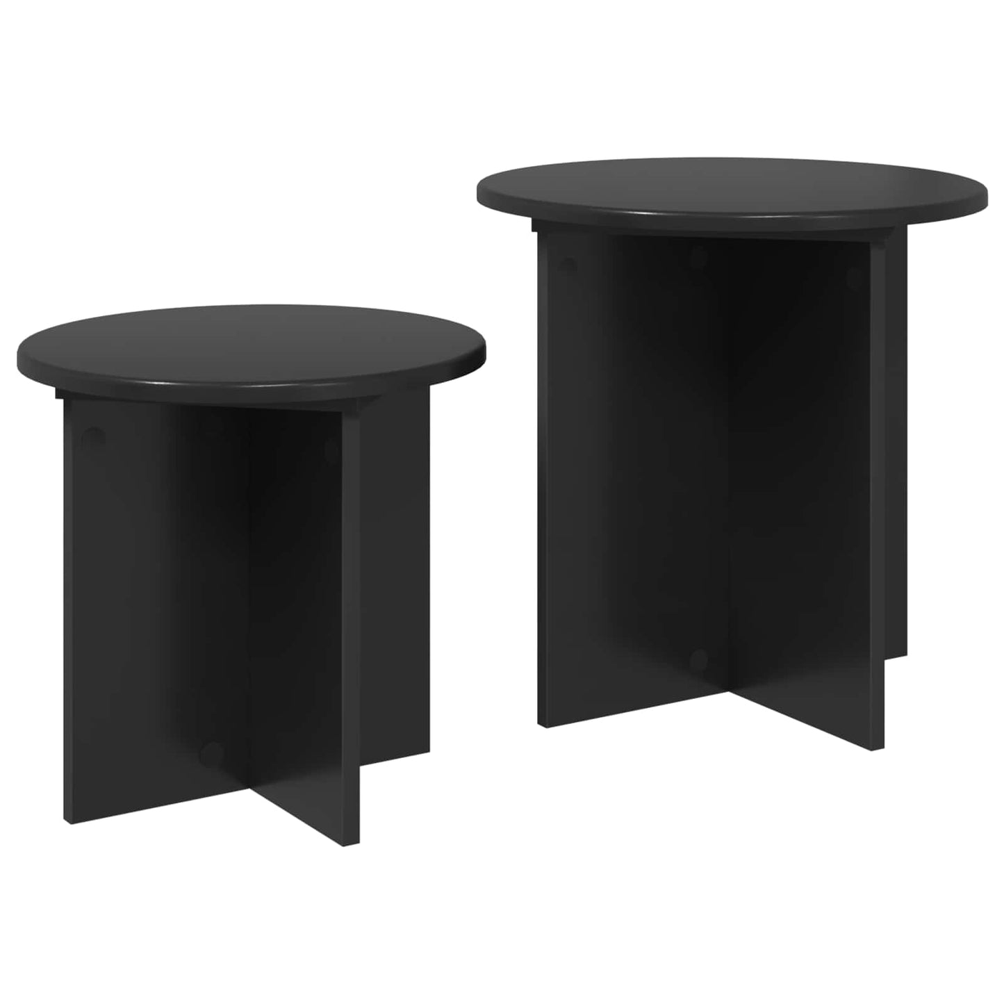 Side Table Set 2 pcs Black Oak Ø 45 x 45 cm Engineered Wood