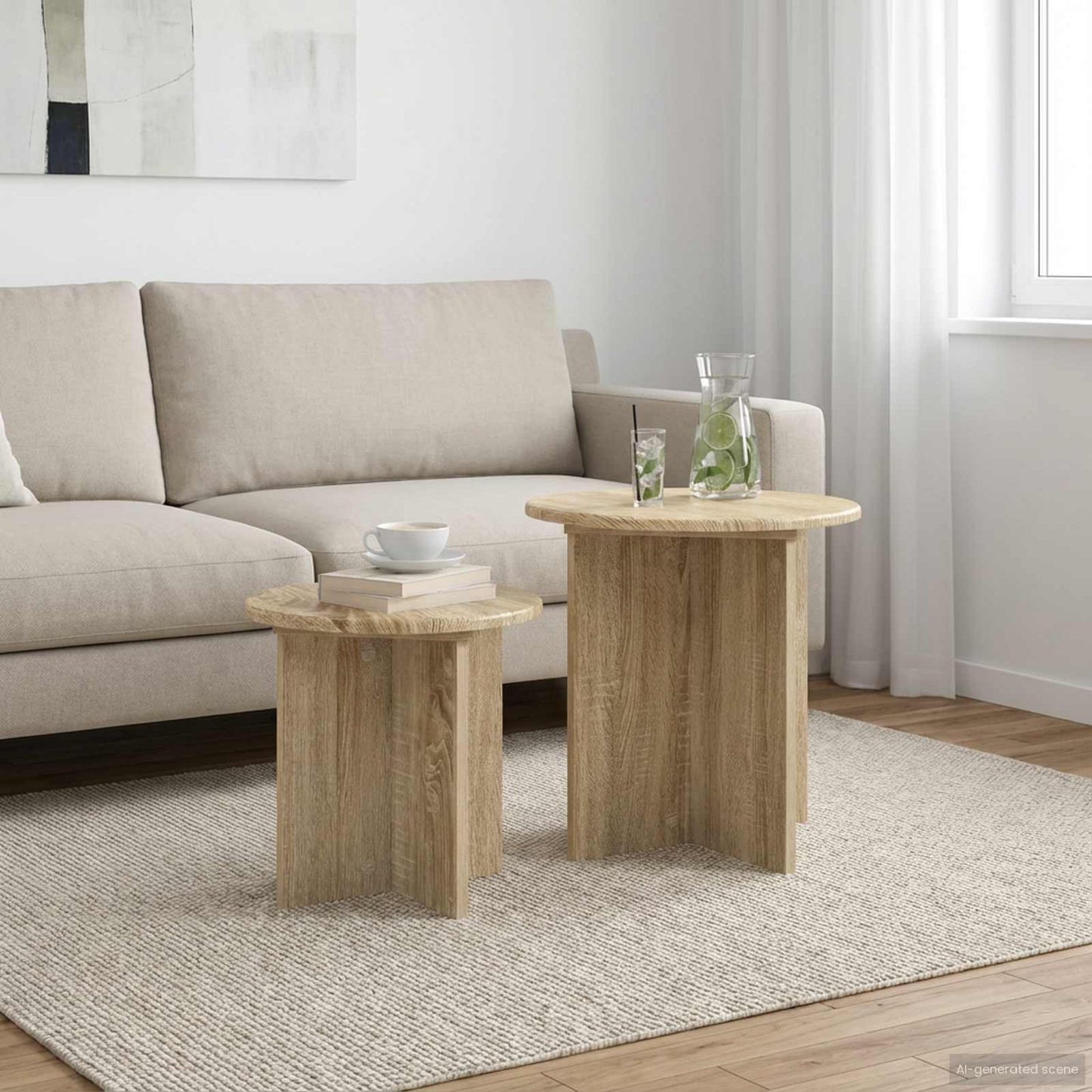Side Table Set 2 pcs Sonoma Oak Ø 45 x 45 cm Engineered Wood