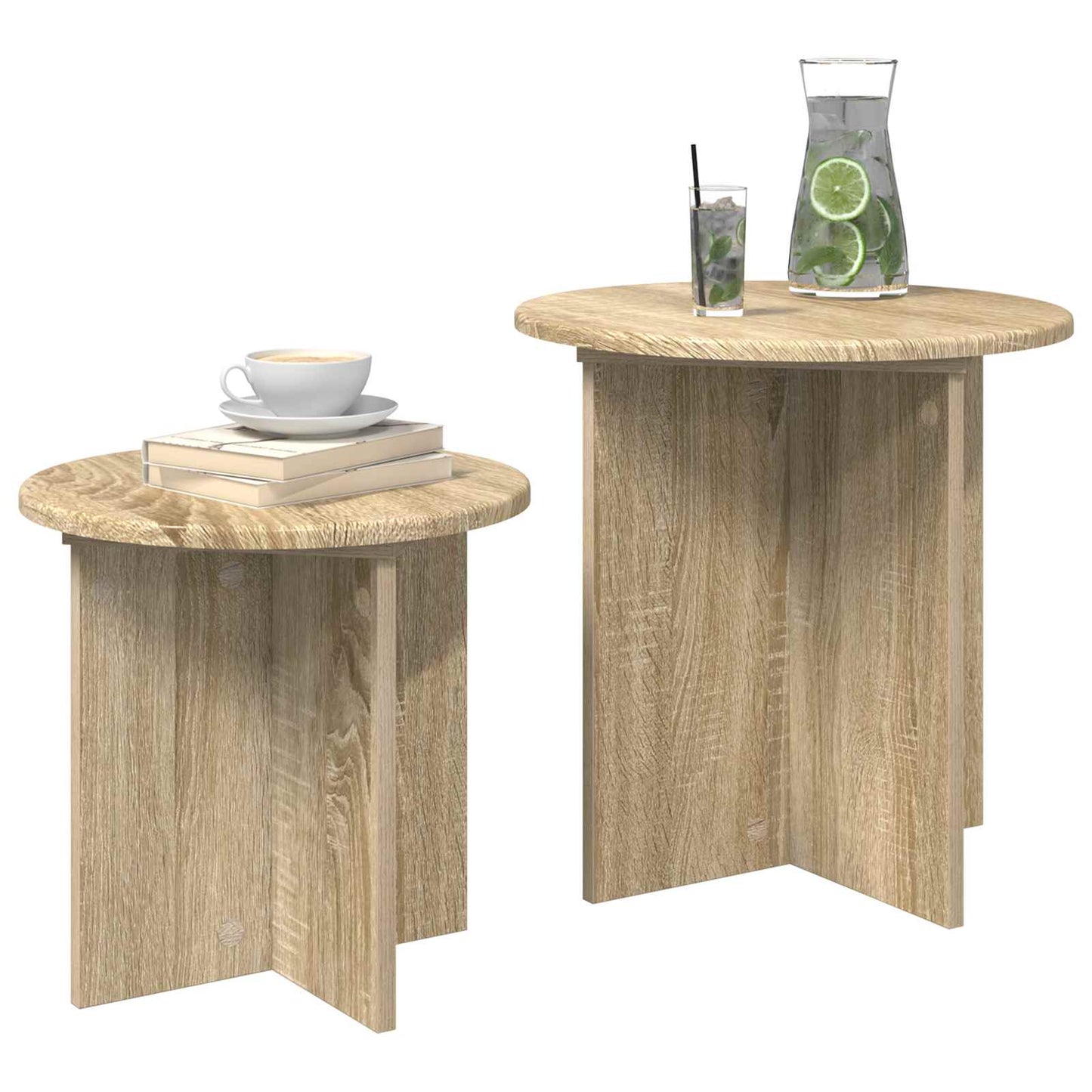 Side Table Set 2 pcs Sonoma Oak Ø 45 x 45 cm Engineered Wood