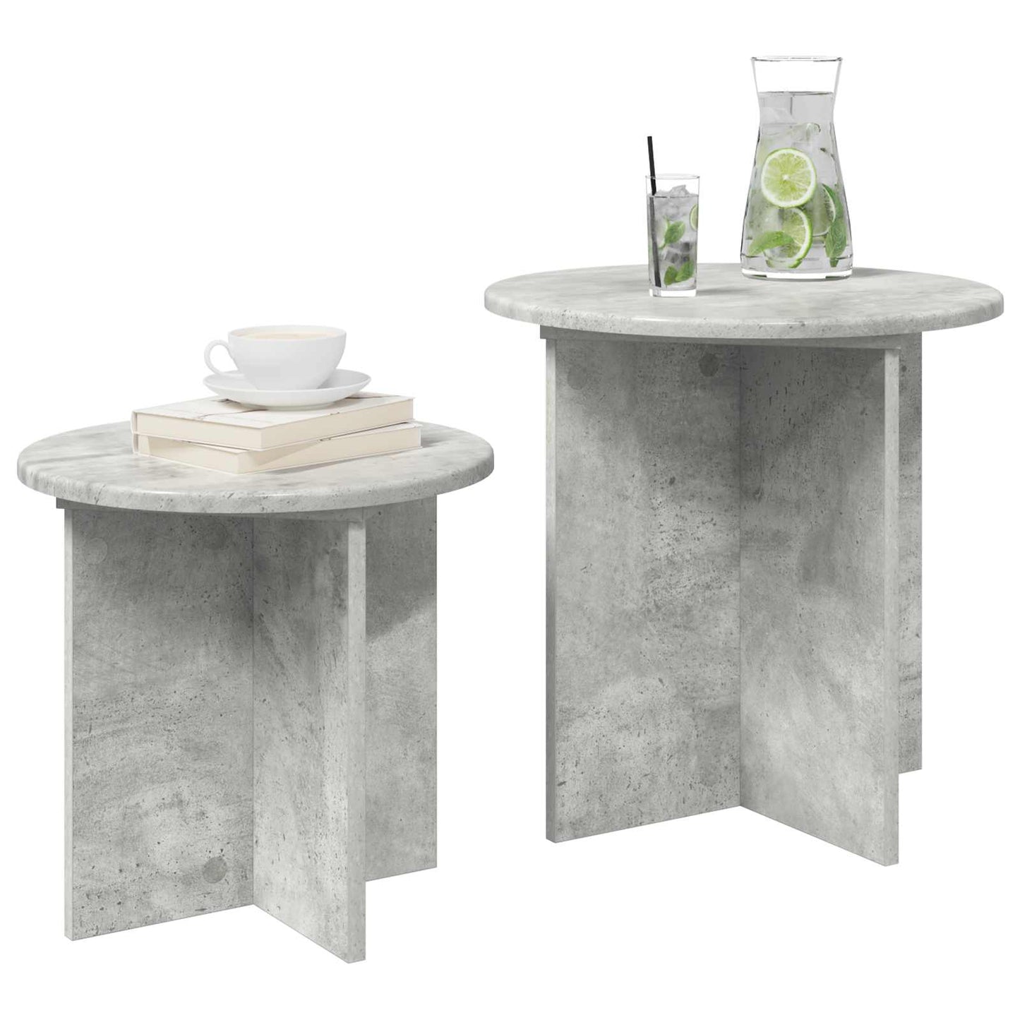 Side Table Set 2 pcs Concrete Grey Ø 45 x 45 cm Engineered Wood