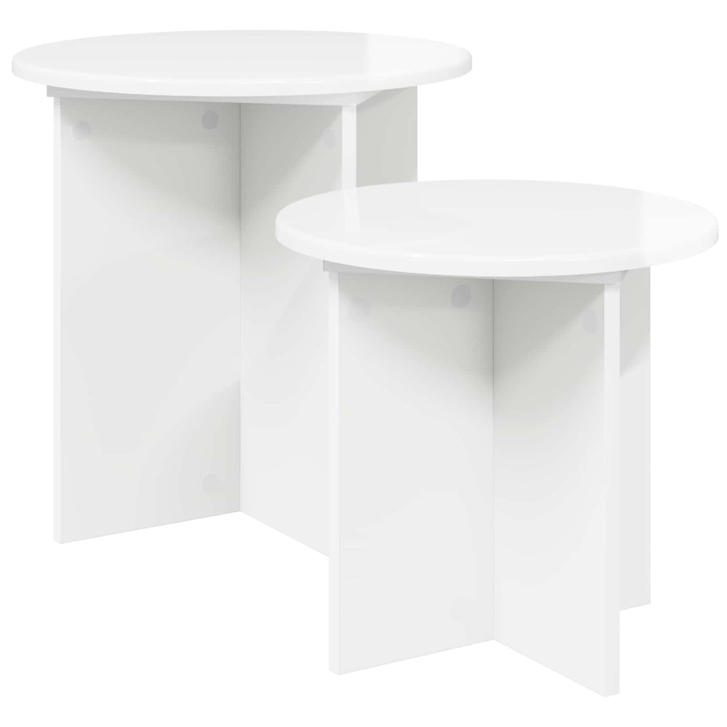Side Table Set 2 pcs High Gloss White Engineered Wood