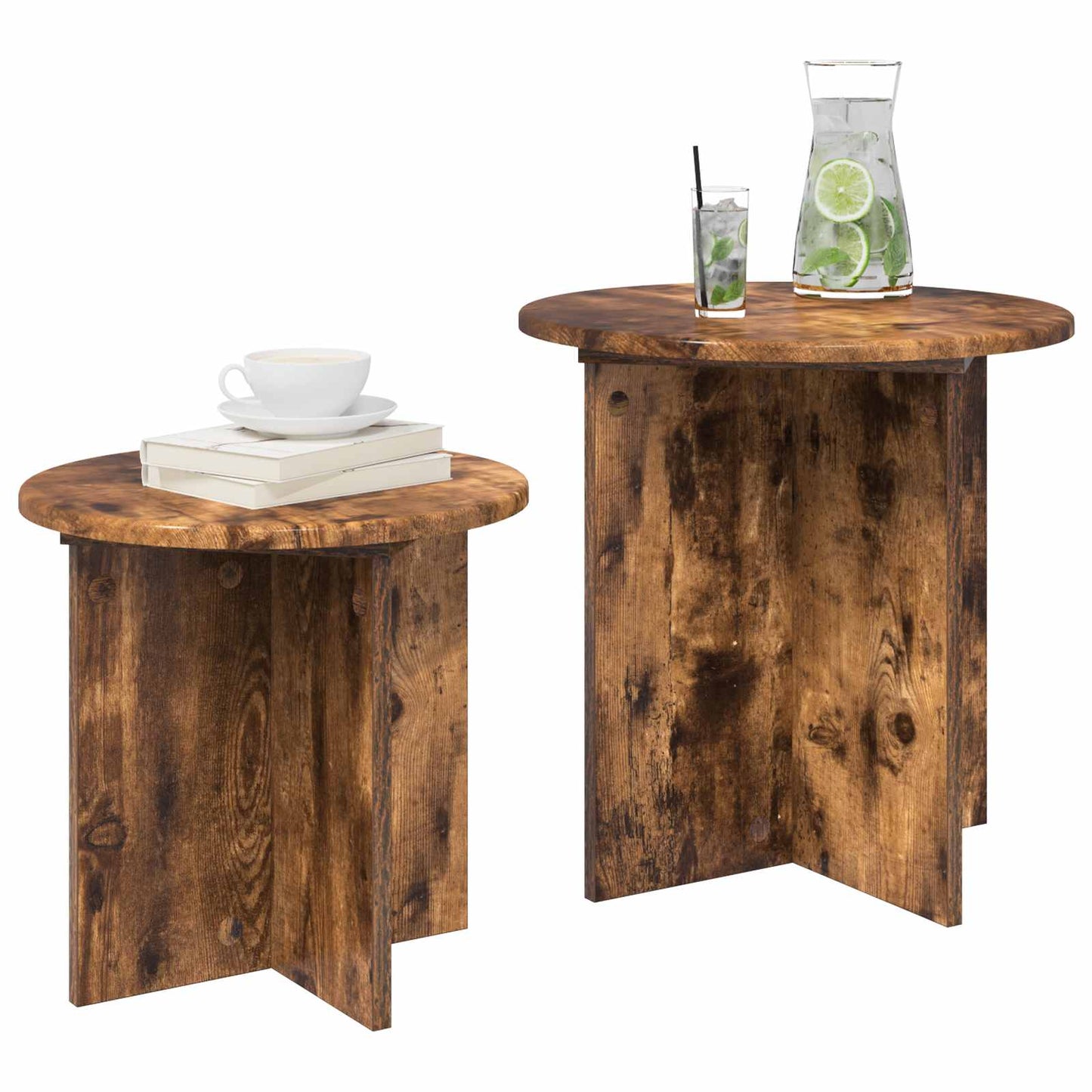 Side Table Set 2 pcs Smoked Oak Engineered Wood