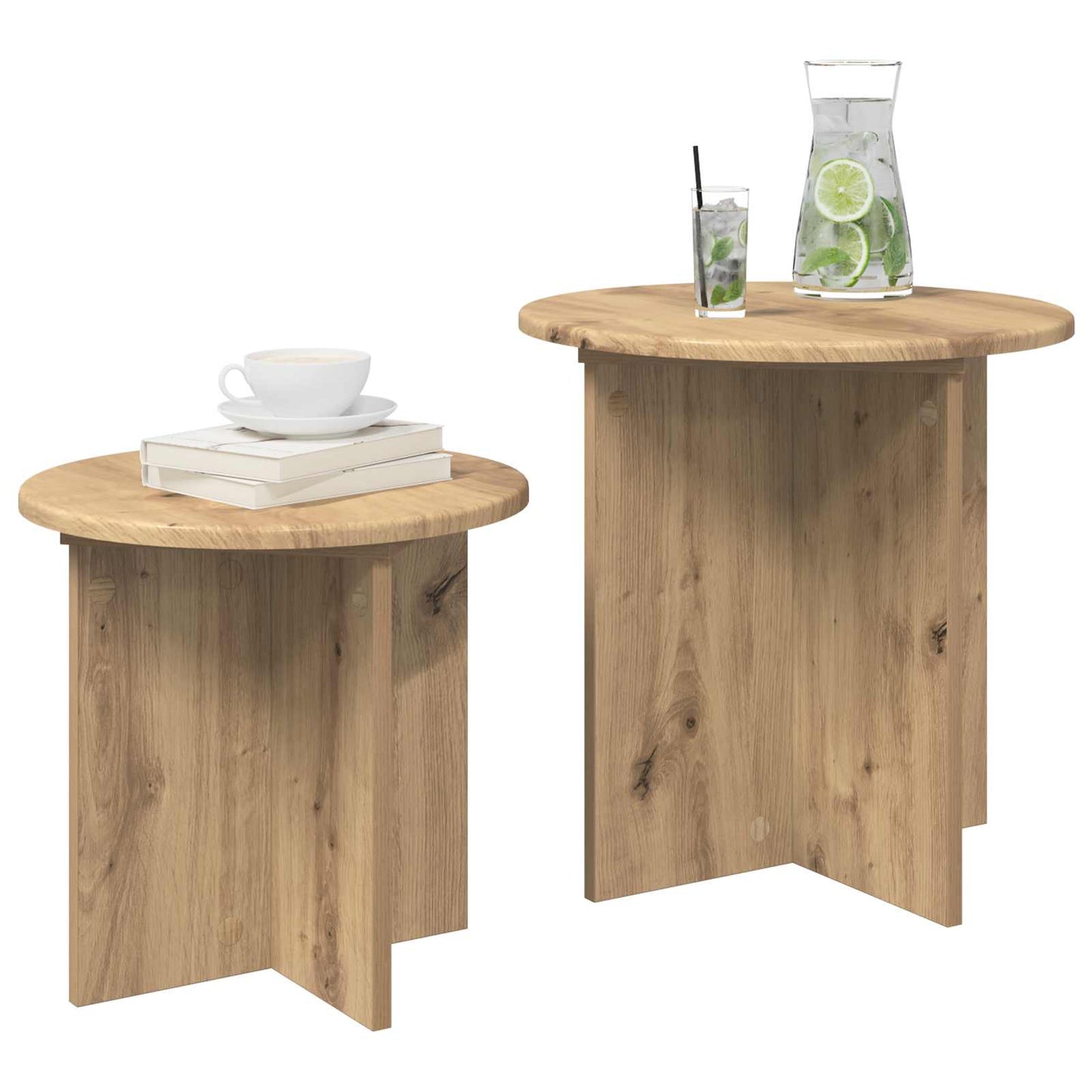 Side Table Set 2 pcs Artisan Oak Ø 45 x 45 cm Engineered Wood
