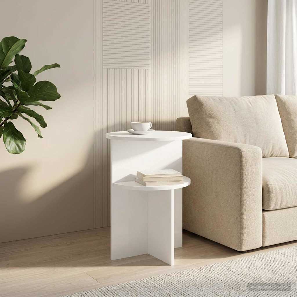 Side Table with Storage White Ø 39.5 x 55 cm Engineered Wood