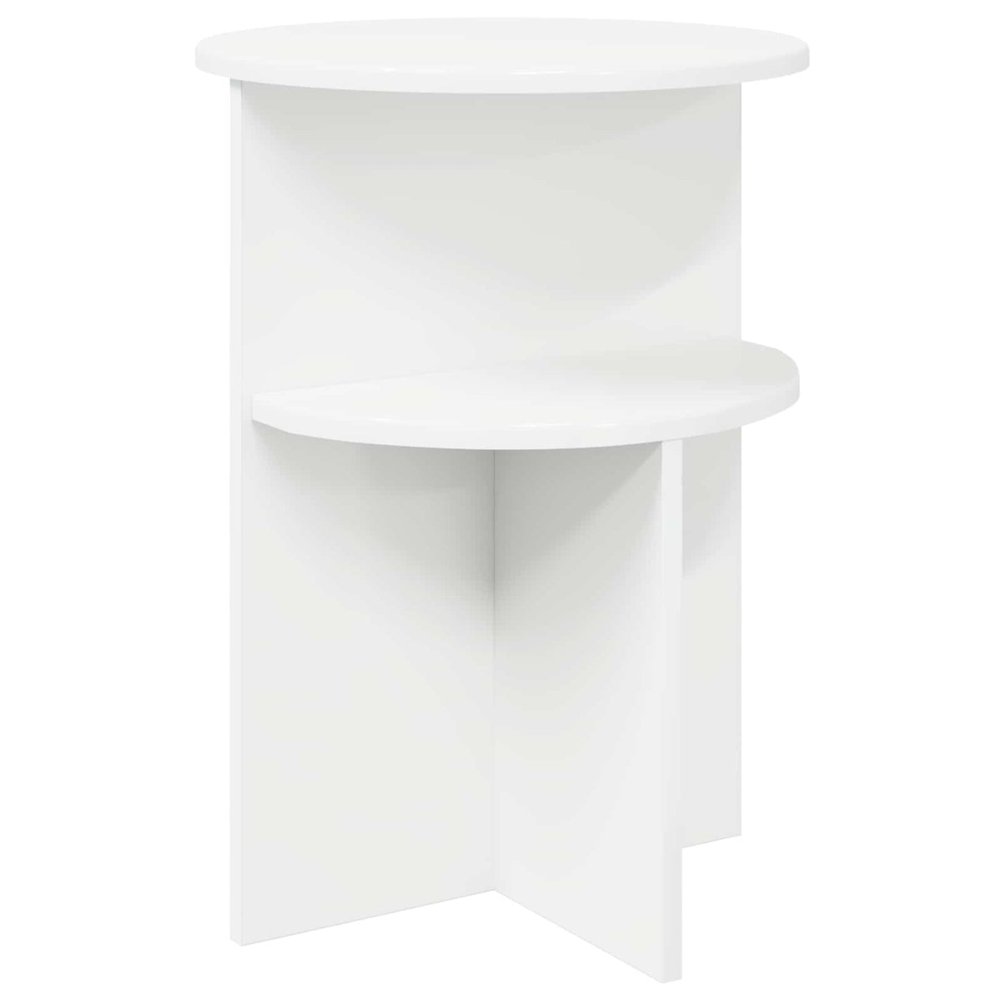Side Table with Storage White Ø 39.5 x 55 cm Engineered Wood