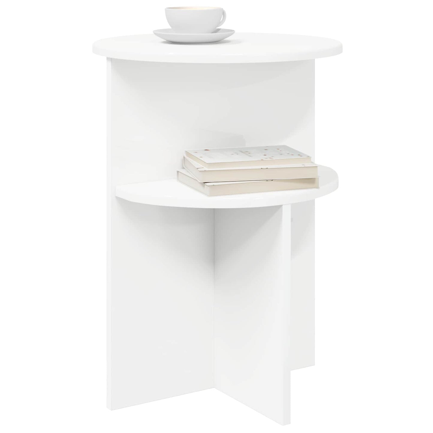 Side Table with Storage White Ø 39.5 x 55 cm Engineered Wood