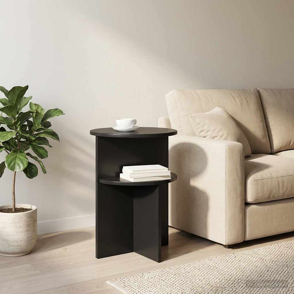 Side Table Black Oak Ø 39.5 x 55 cm Engineered Wood
