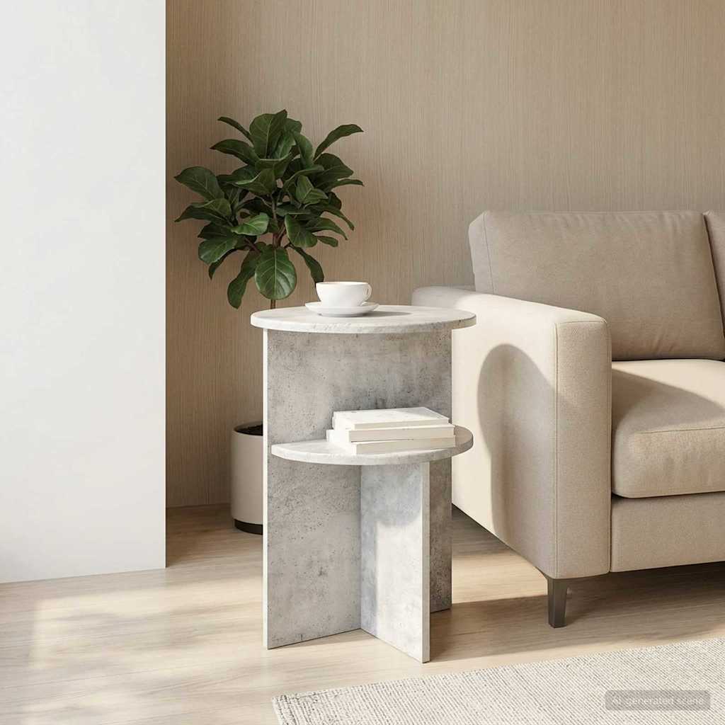 Side Table Concrete Grey Ø 39.5 x 55 cm Engineered Wood