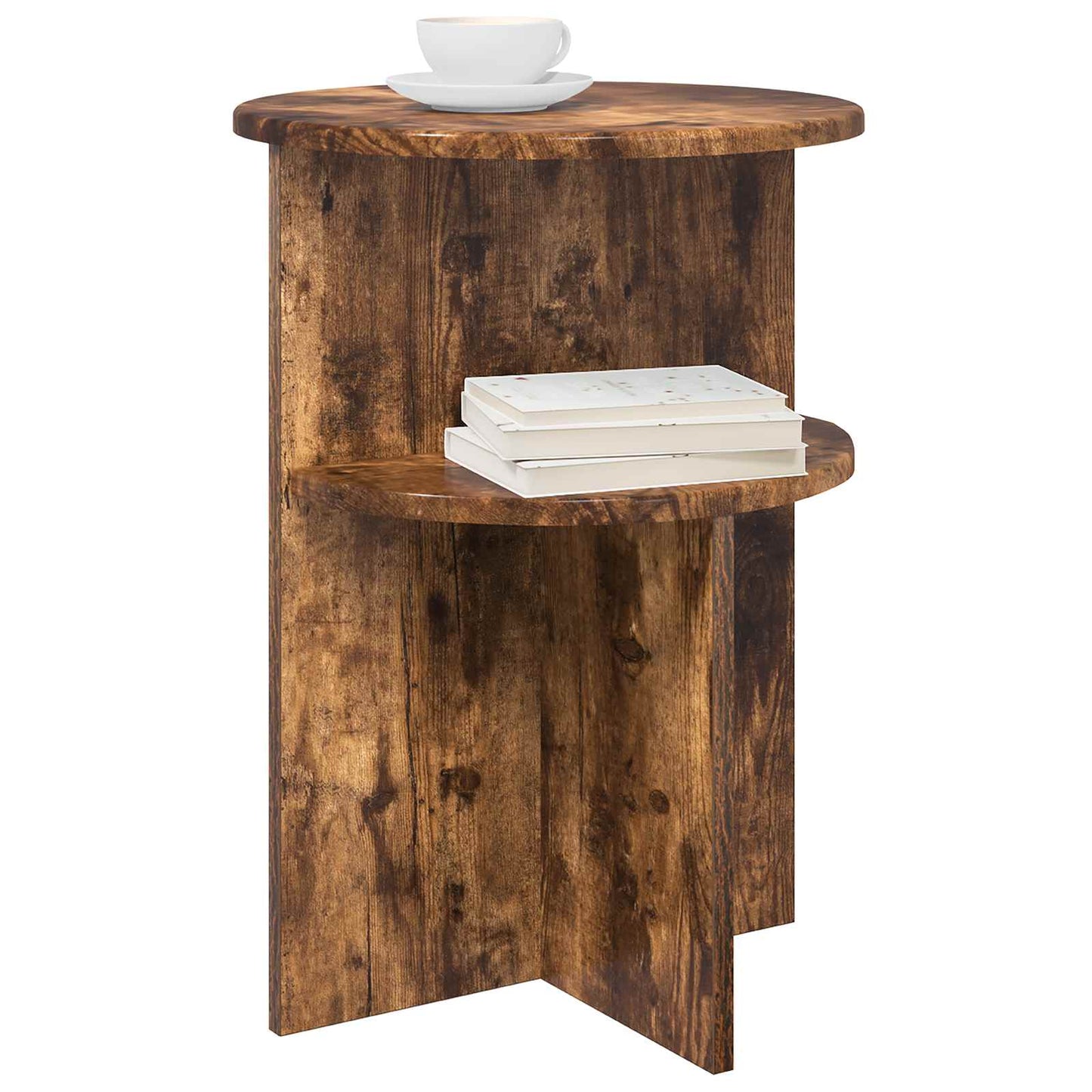 Side Table Smoked Oak Ø 39.5 x 55 cm Engineered Wood