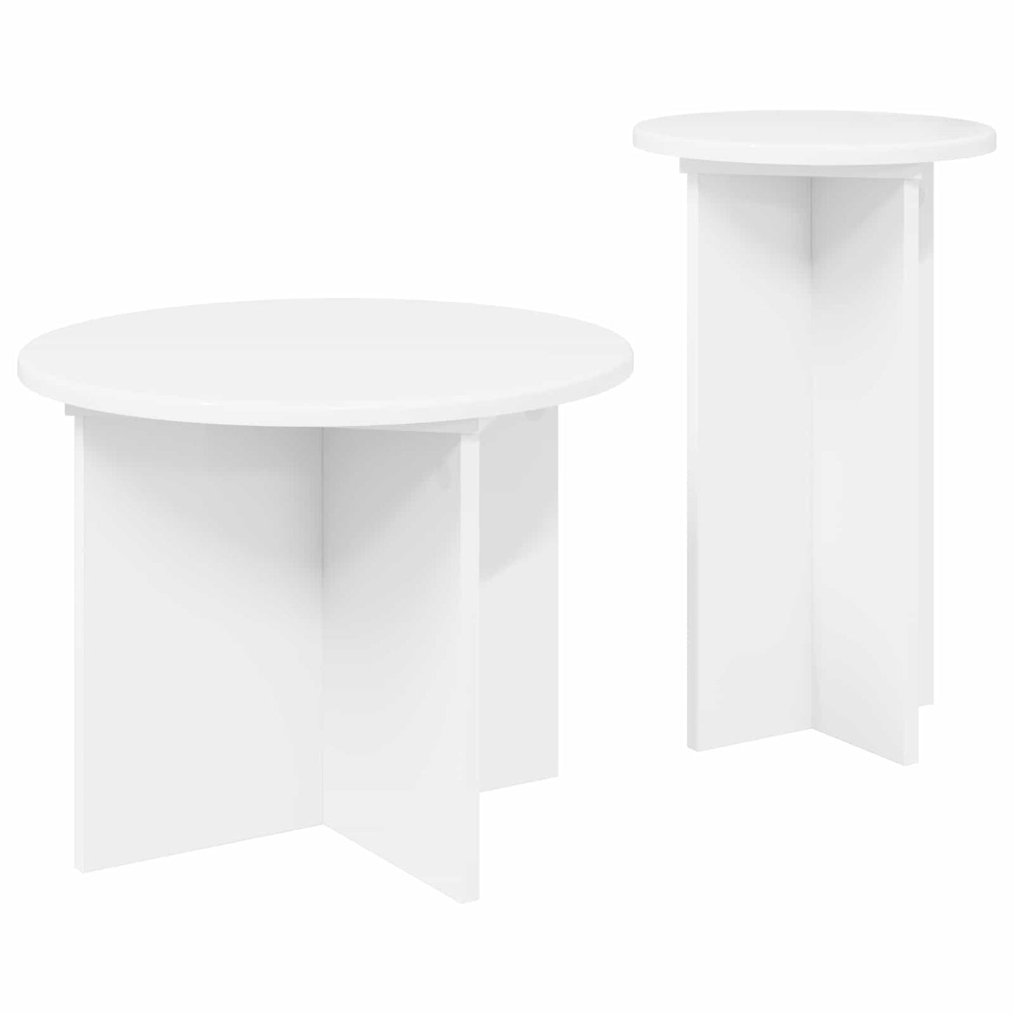 Side Table Set 2 pcs White Ø 45 x 35 cm Engineered Wood