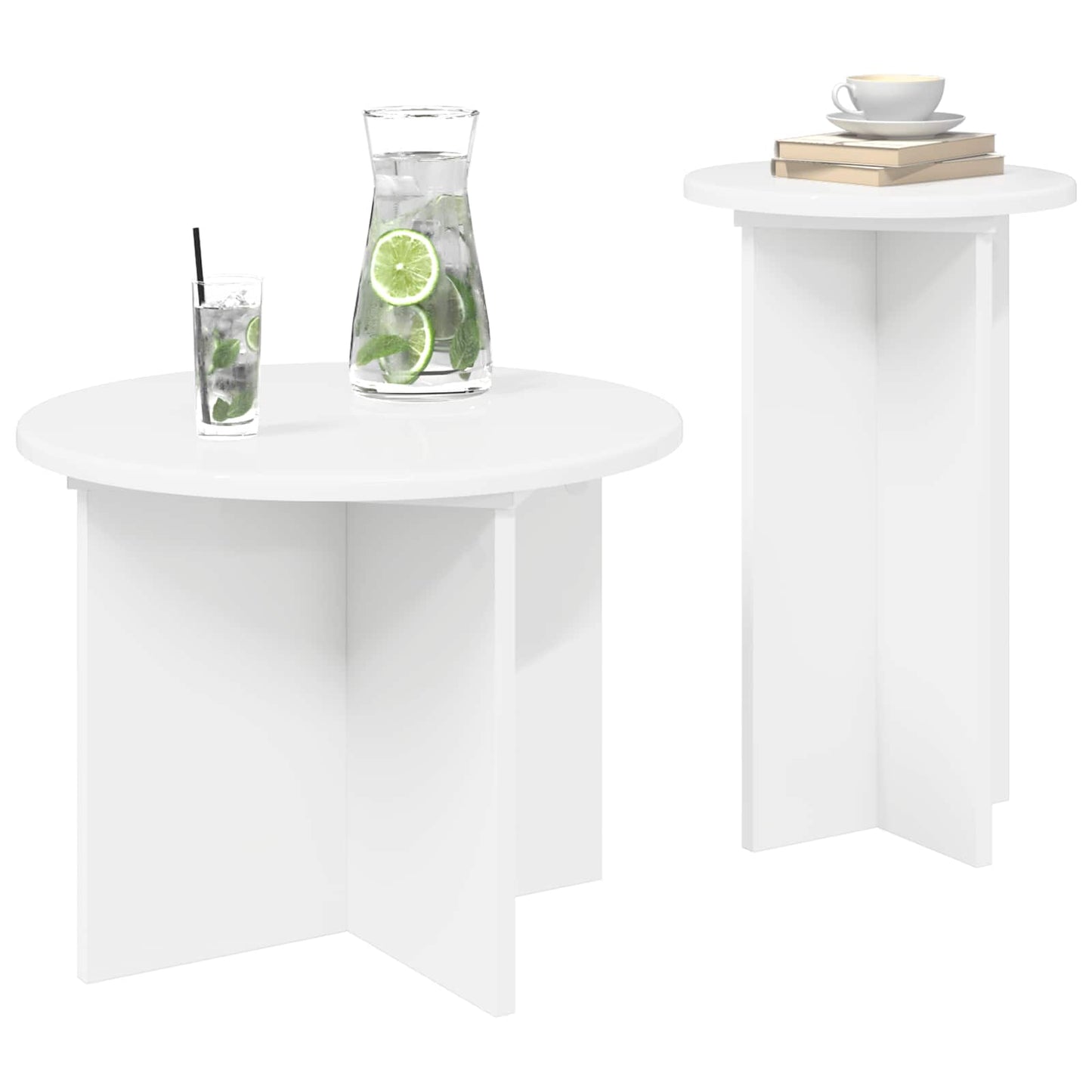 Side Table Set 2 pcs White Ø 45 x 35 cm Engineered Wood