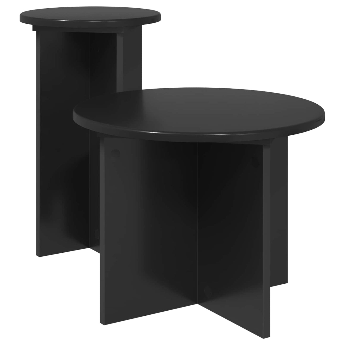 Side Table Set 2 pcs Black Oak Ø 45 x 35 cm Engineered Wood