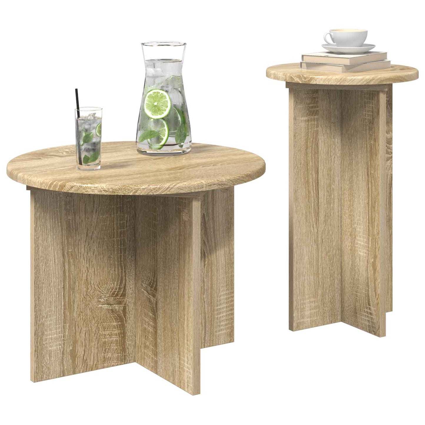 Side Table Set 2 pcs Sonoma Oak Ø 45 x 35 cm Engineered Wood