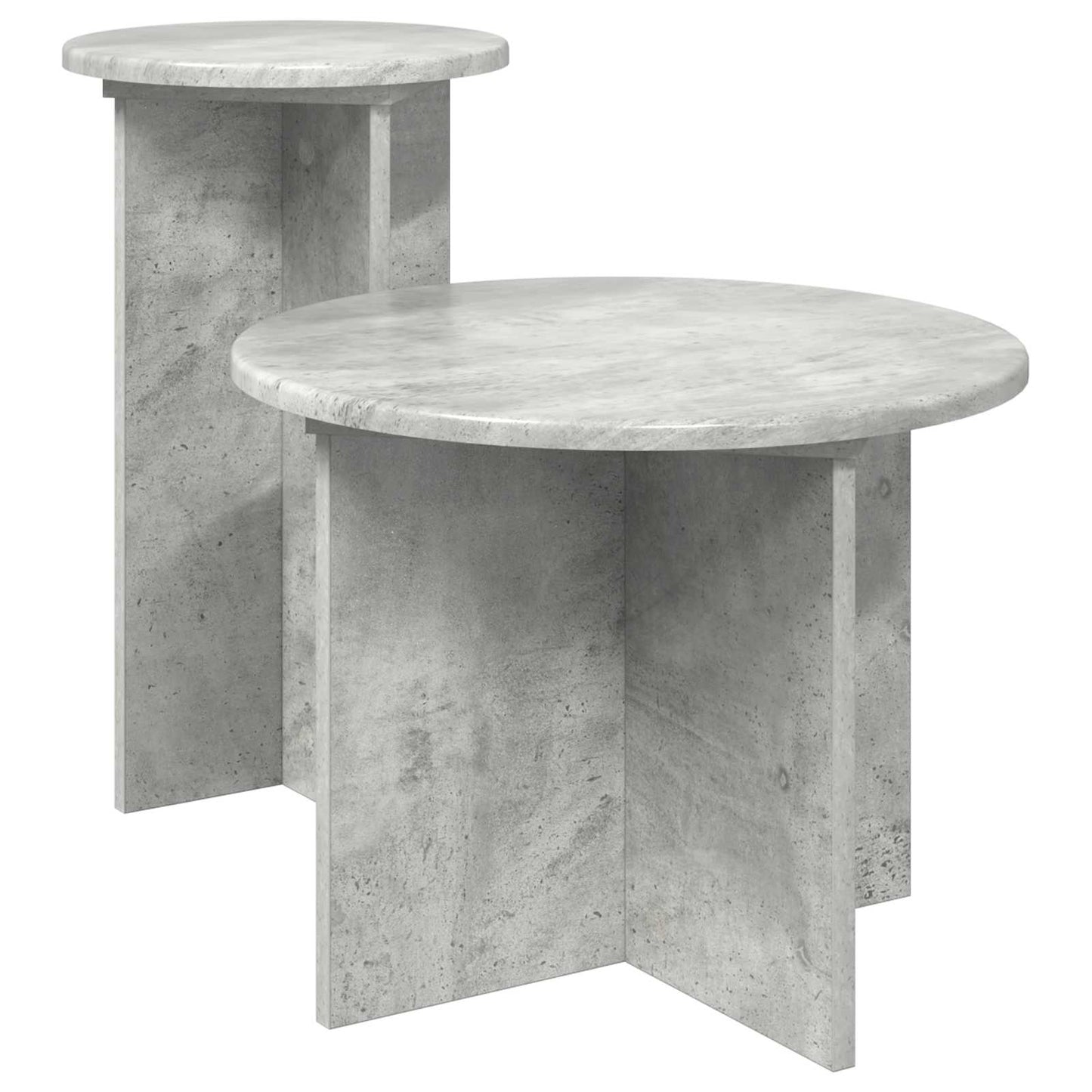 Side Table Set 2 pcs Concrete Grey Ø 45 x 35 cm Engineered Wood