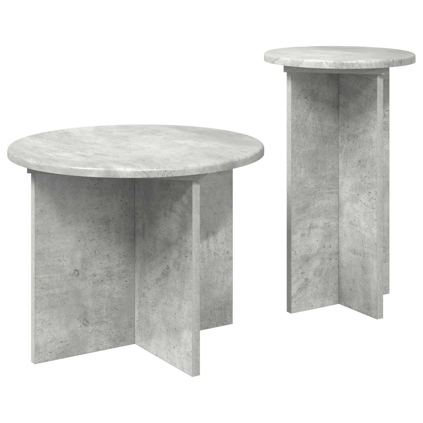 Side Table Set 2 pcs Concrete Grey Ø 45 x 35 cm Engineered Wood