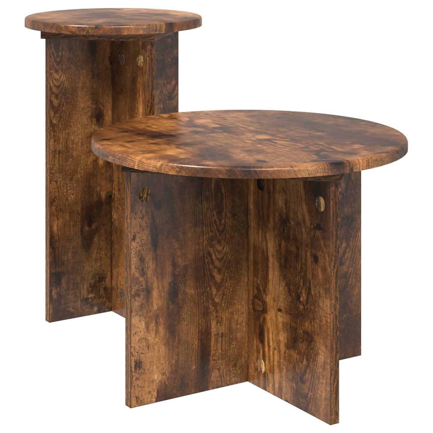 Side Table Set with Storage 2 pcs Smoked Oak Engineered Wood