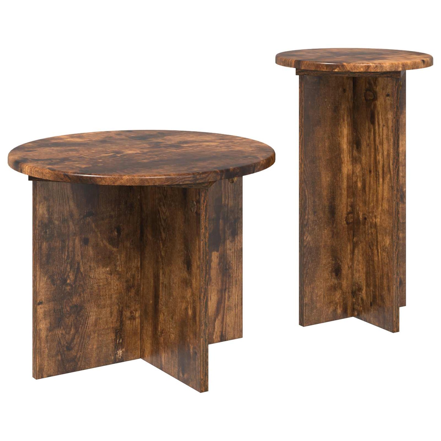 Side Table Set with Storage 2 pcs Smoked Oak Engineered Wood