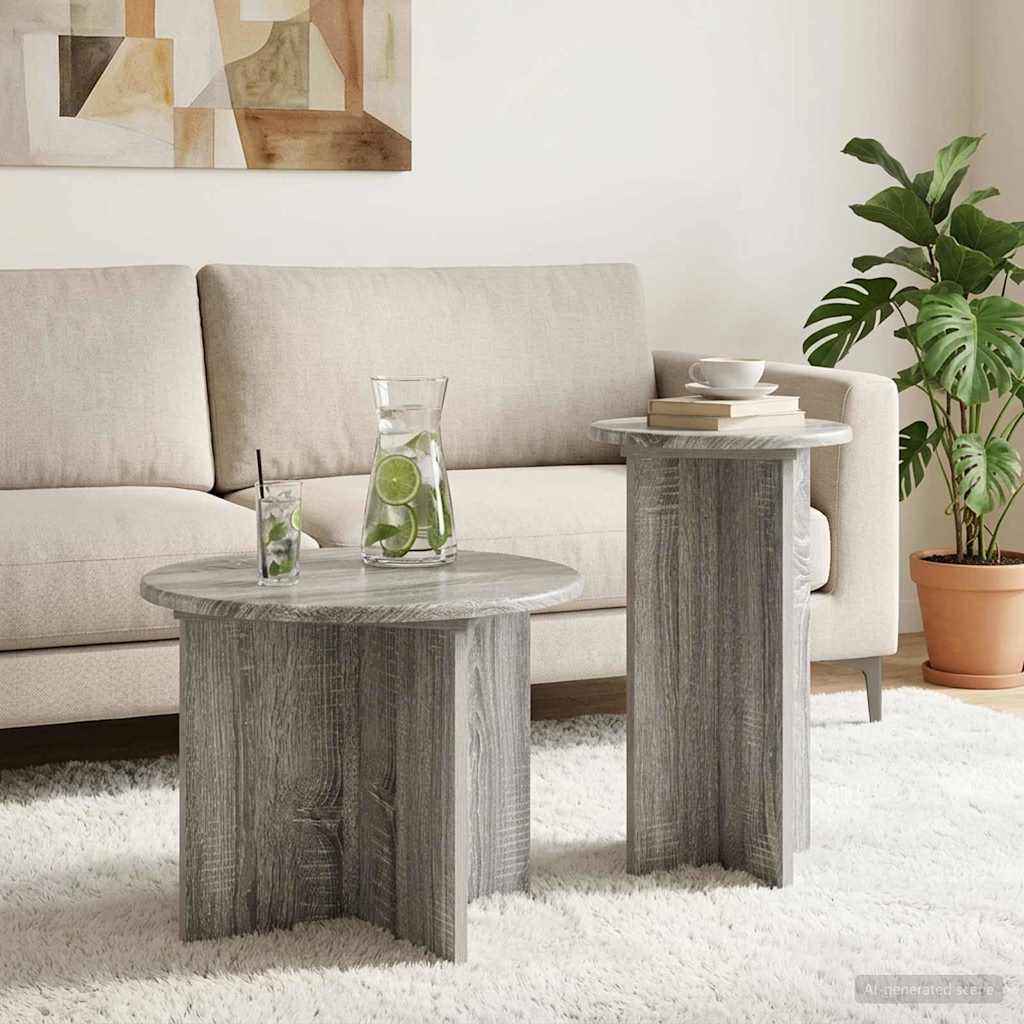 Side Table Set with Storage 2 pcs Grey Sonoma Engineered Wood