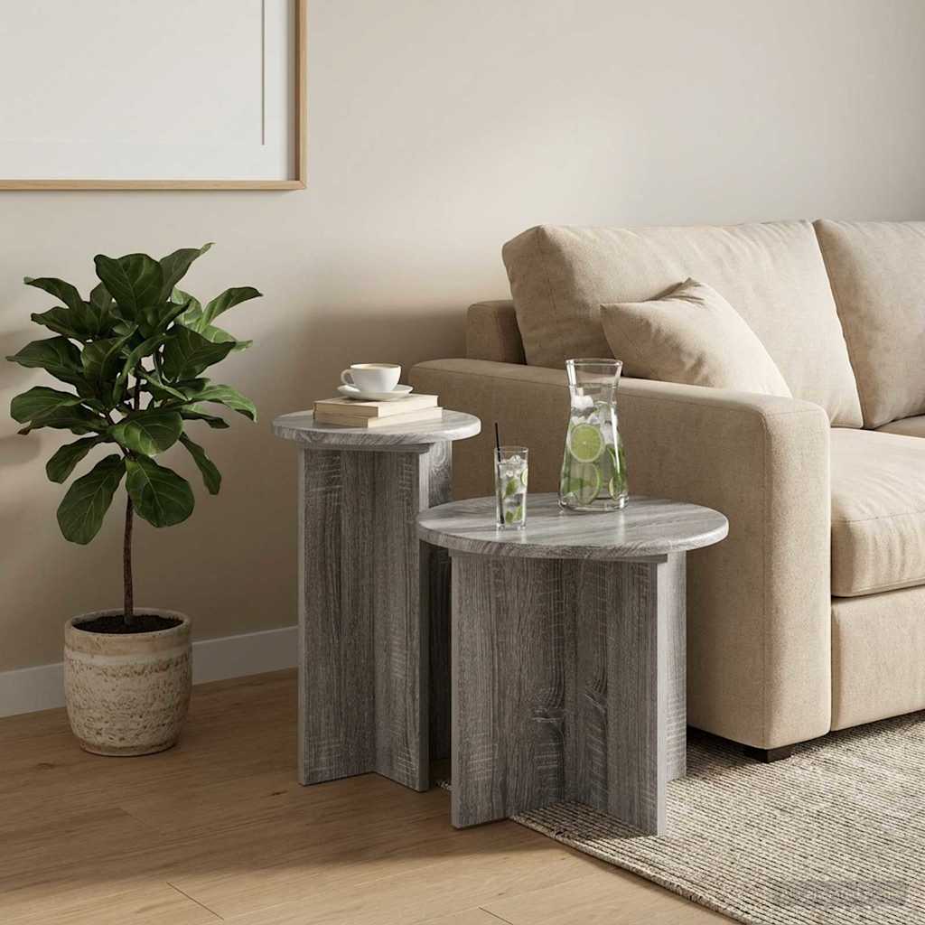 Side Table Set with Storage 2 pcs Grey Sonoma Engineered Wood