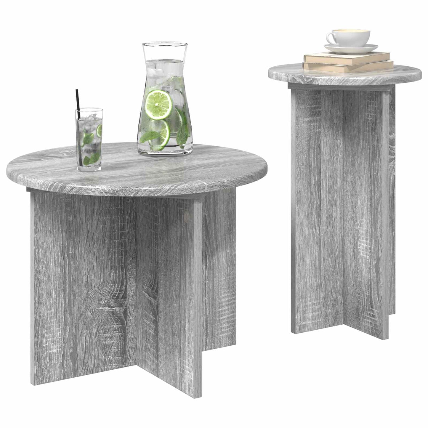Side Table Set with Storage 2 pcs Grey Sonoma Engineered Wood