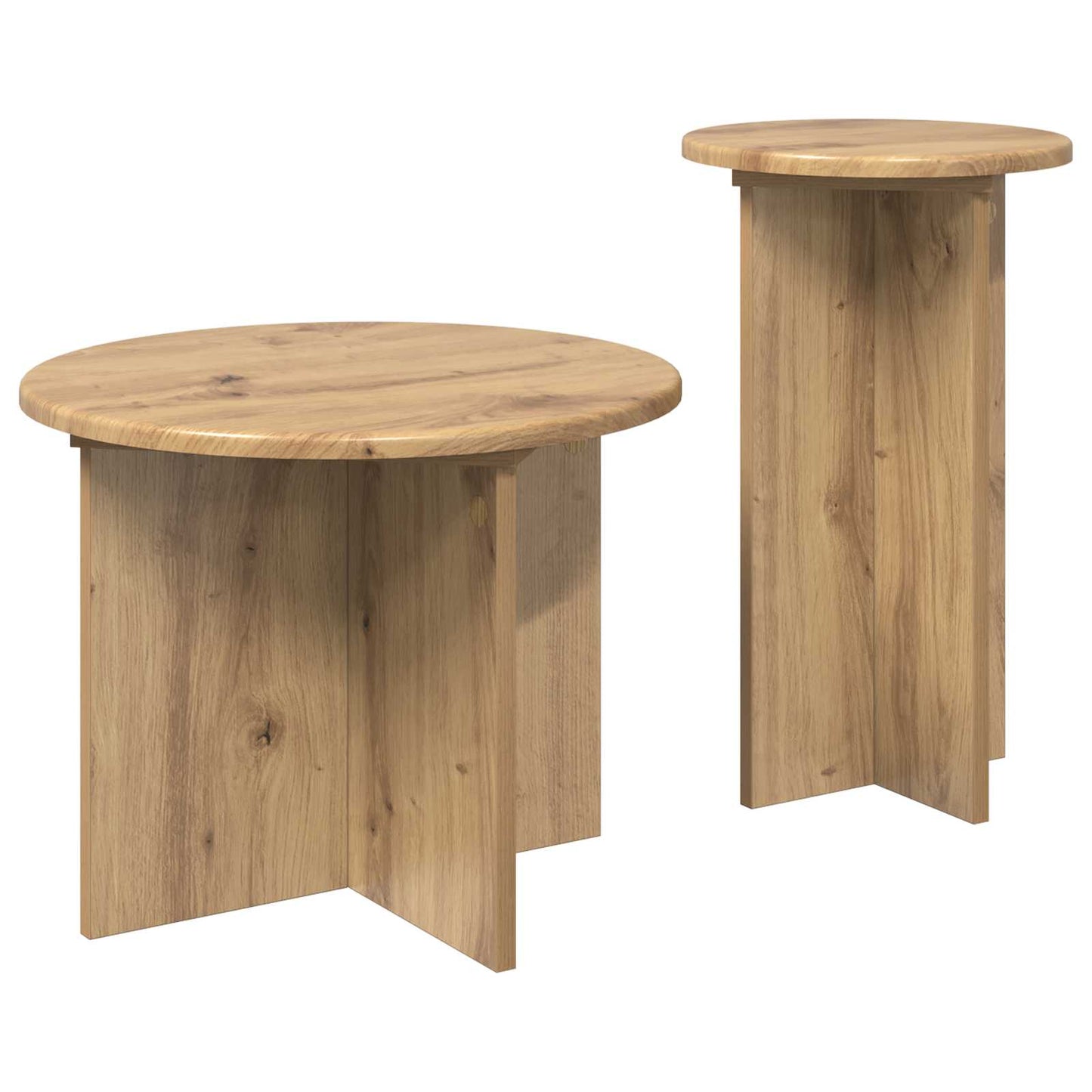 Side Table Set 2 pcs Artisan Oak Ø 45 x 35 cm Engineered Wood