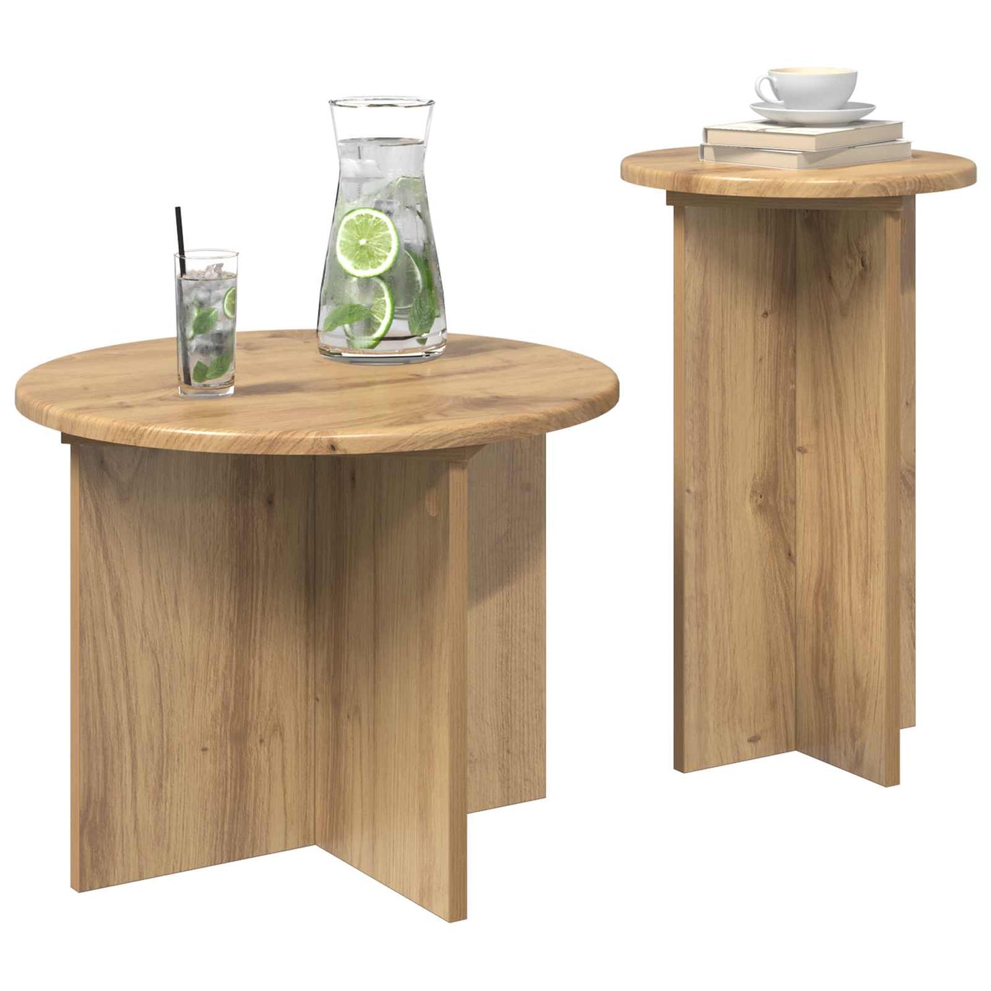 Side Table Set 2 pcs Artisan Oak Ø 45 x 35 cm Engineered Wood