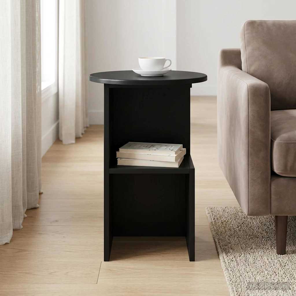 Side Table Black Ø 39.5 x 55 cm Engineered Wood