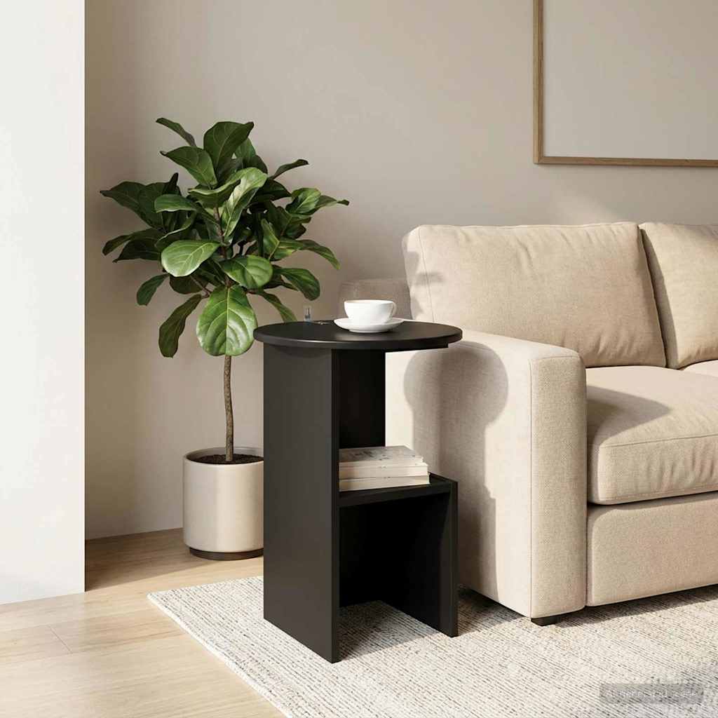 Side Table Black Ø 39.5 x 55 cm Engineered Wood