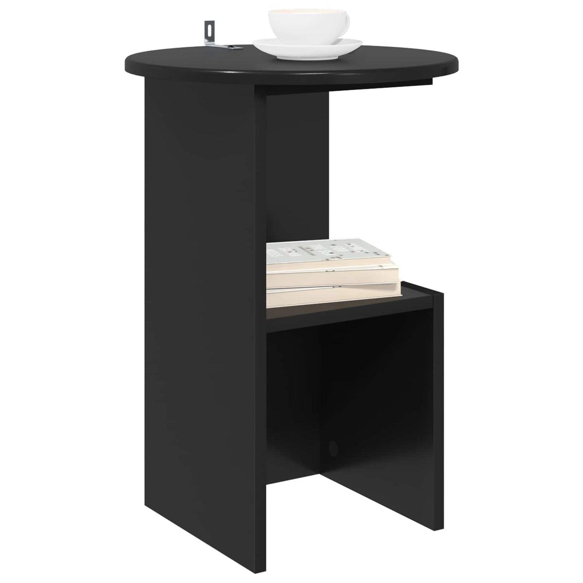 Side Table Black Ø 39.5 x 55 cm Engineered Wood