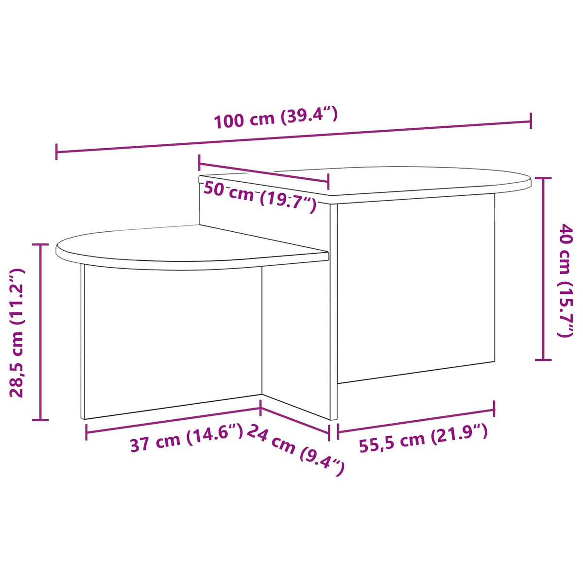 Coffee Table Black 100 x 50 x 40 cm Engineered Wood