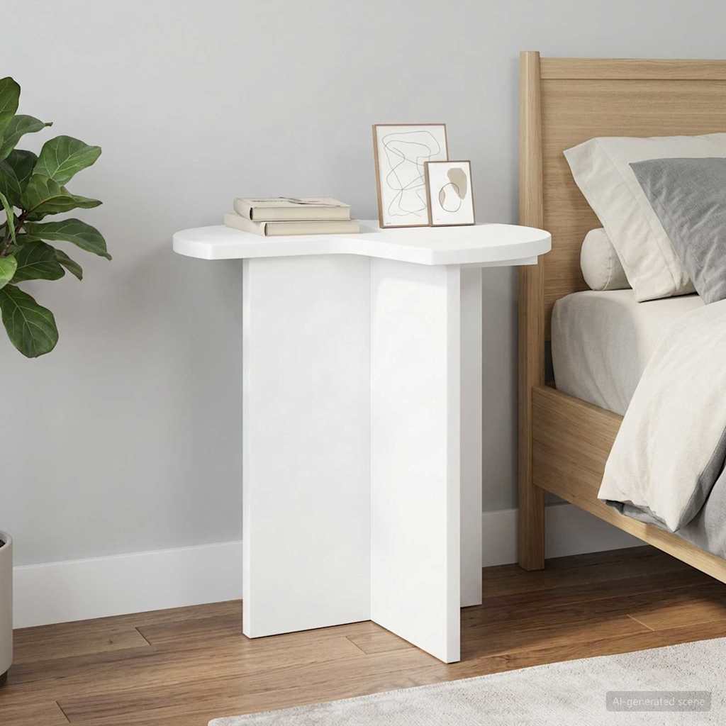 Side Table with Storage White Ø 39 x 38 cm Engineered Wood