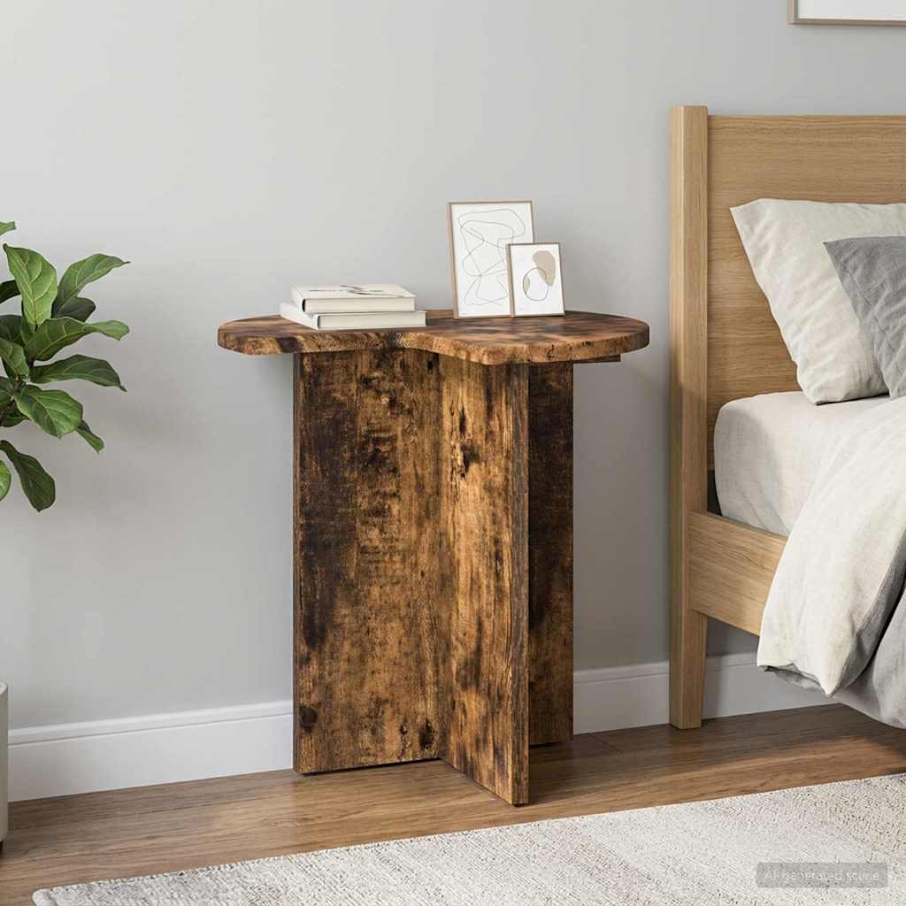 Side Table 2 pcs Smoked Oak Ø 39 x 38 cm Engineered Wood