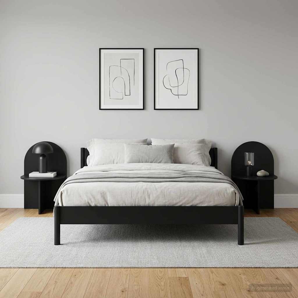 Bedside Table 2 pcs Black Oak 48 x 49 x 65 cm Engineered Wood