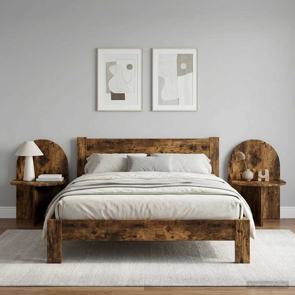 Bedside Table 2 pcs Smoked Oak 48 x 49 x 65 cm Engineered Wood