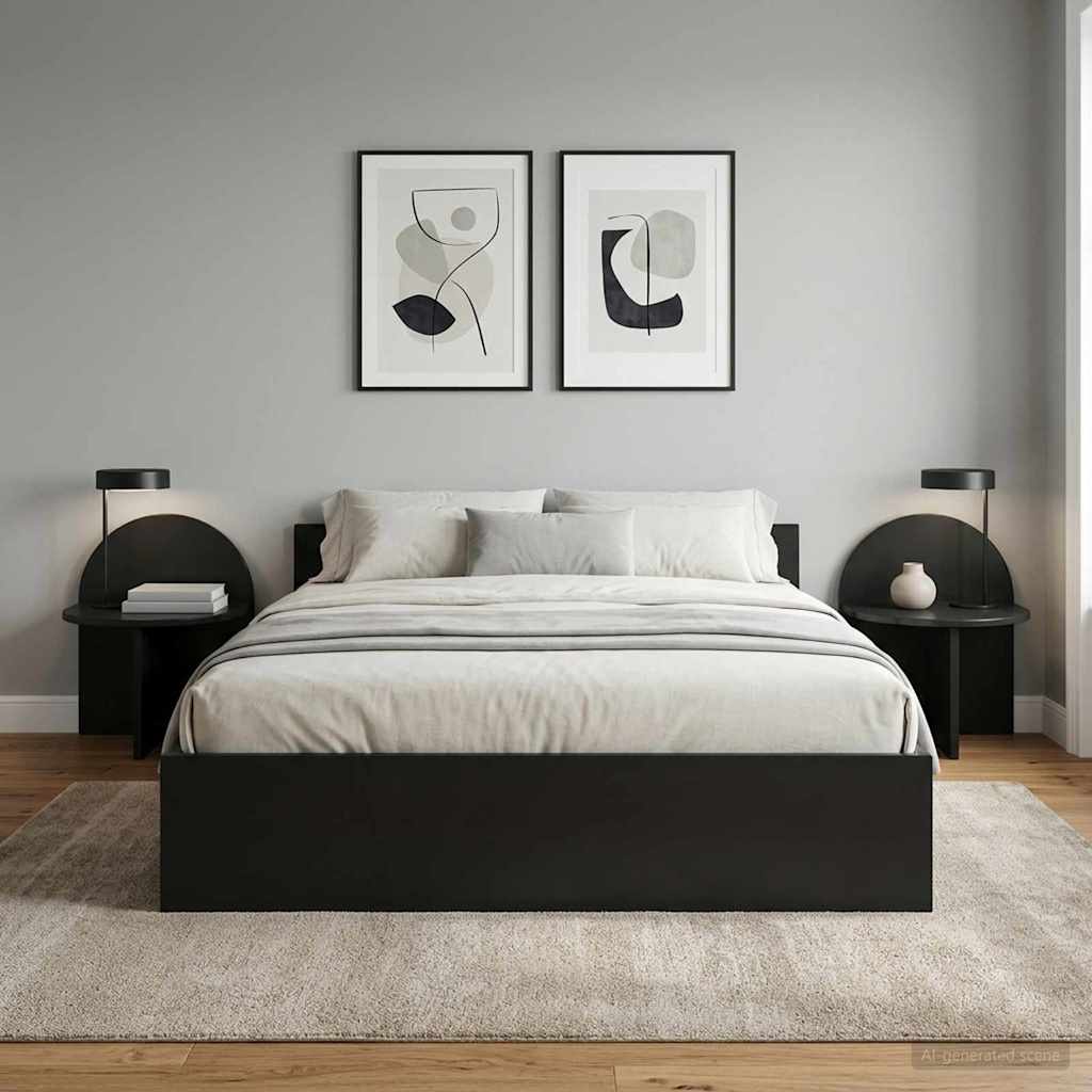 Bedside Table 2 pcs Black Oak 40 x 35.5 x 45.5 cm
