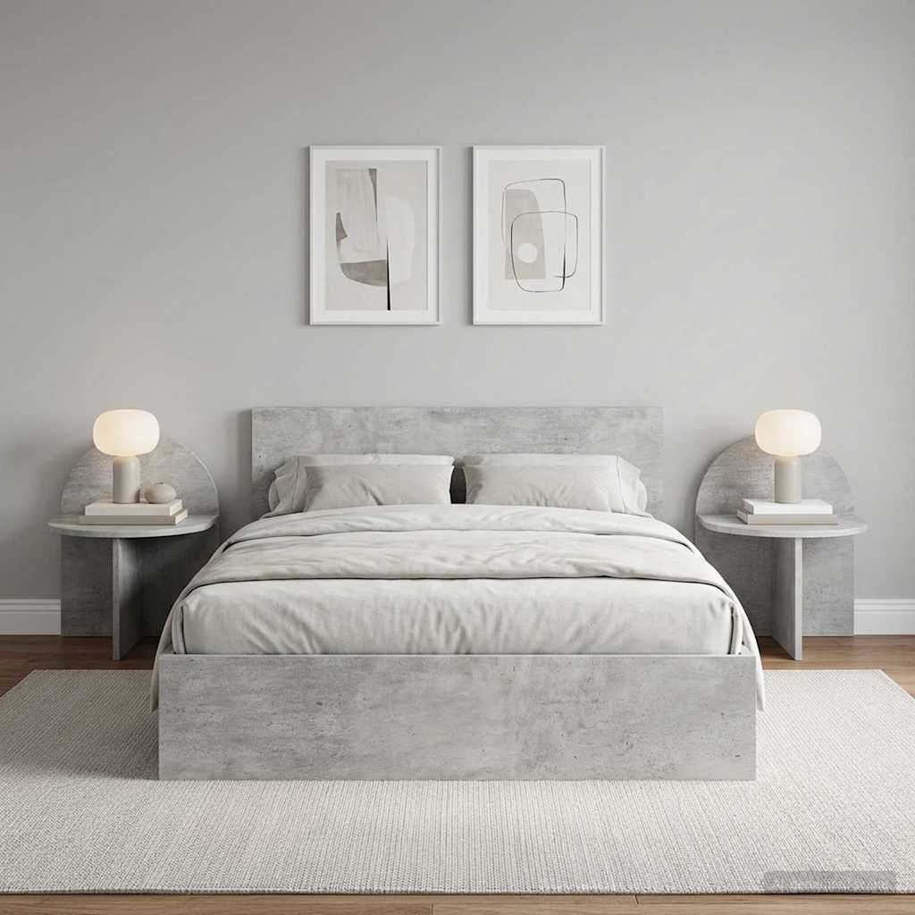 Bedside Table 2 pcs Concrete Grey 40 x 35.5 x 45.5 cm